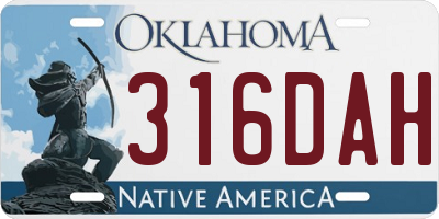 OK license plate 316DAH
