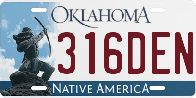 OK license plate 316DEN