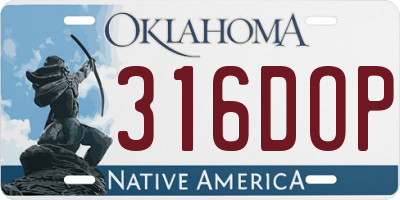 OK license plate 316DOP