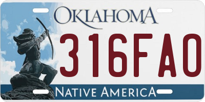 OK license plate 316FAO