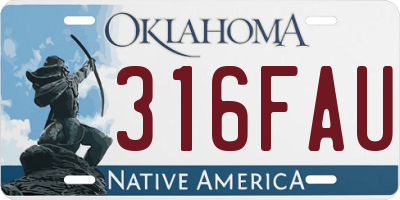 OK license plate 316FAU