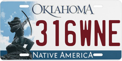 OK license plate 316WNE