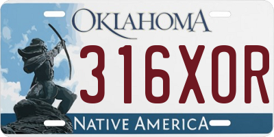 OK license plate 316XOR
