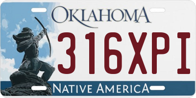 OK license plate 316XPI