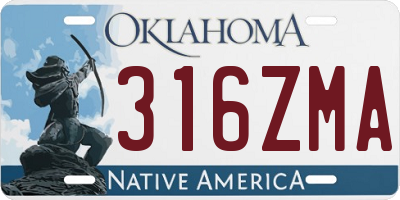 OK license plate 316ZMA