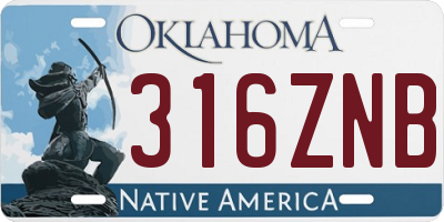 OK license plate 316ZNB
