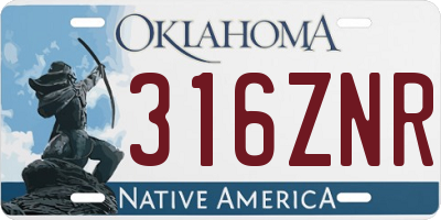 OK license plate 316ZNR