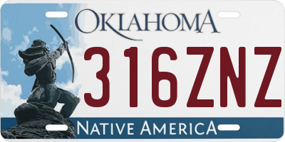OK license plate 316ZNZ