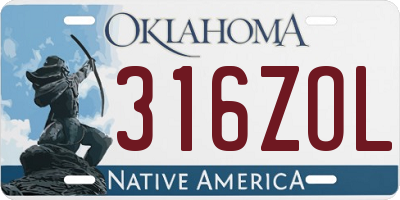 OK license plate 316ZOL