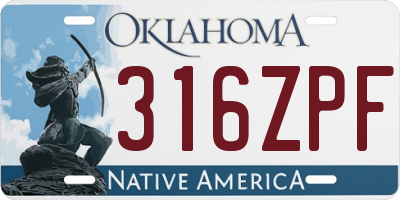 OK license plate 316ZPF