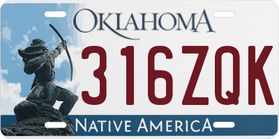 OK license plate 316ZQK