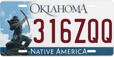 OK license plate 316ZQQ