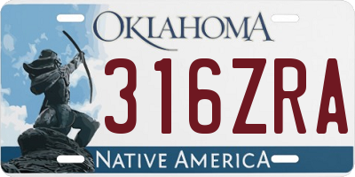 OK license plate 316ZRA