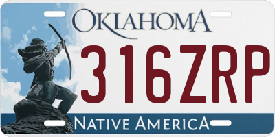 OK license plate 316ZRP