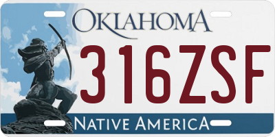 OK license plate 316ZSF