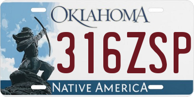 OK license plate 316ZSP