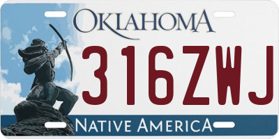OK license plate 316ZWJ