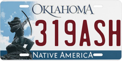 OK license plate 319ASH