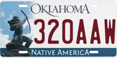 OK license plate 320AAW