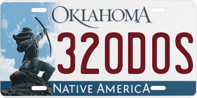 OK license plate 320DOS