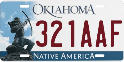 OK license plate 321AAF