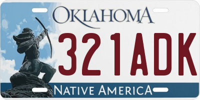 OK license plate 321ADK