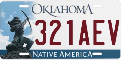 OK license plate 321AEV