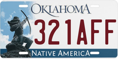 OK license plate 321AFF