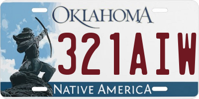 OK license plate 321AIW