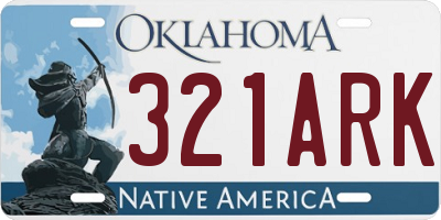OK license plate 321ARK