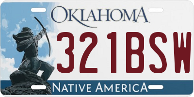 OK license plate 321BSW