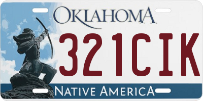 OK license plate 321CIK