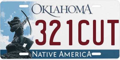 OK license plate 321CUT