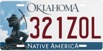 OK license plate 321ZOL