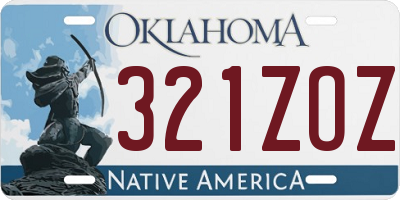 OK license plate 321ZOZ