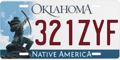 OK license plate 321ZYF