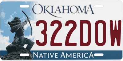 OK license plate 322DOW
