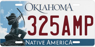 OK license plate 325AMP