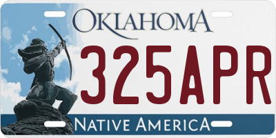 OK license plate 325APR