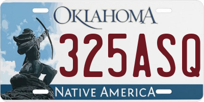 OK license plate 325ASQ