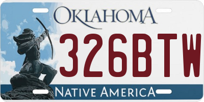 OK license plate 326BTW