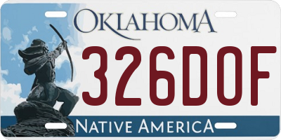 OK license plate 326DOF