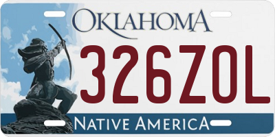 OK license plate 326ZOL