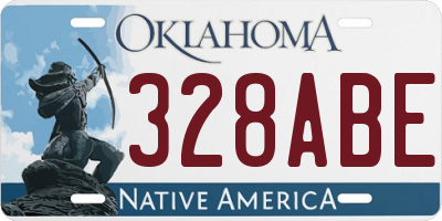 OK license plate 328ABE