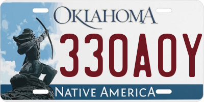 OK license plate 330AOY