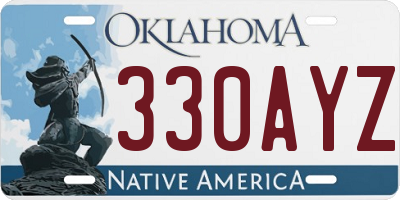 OK license plate 330AYZ