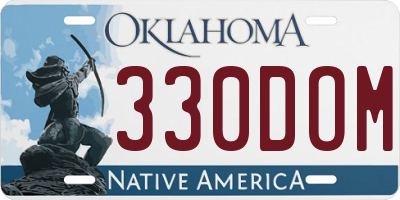 OK license plate 330DOM