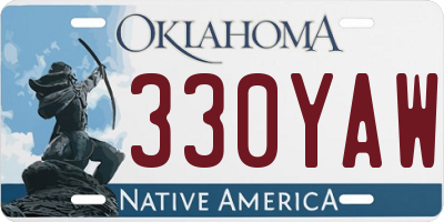 OK license plate 330YAW
