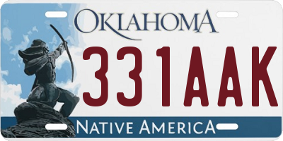 OK license plate 331AAK