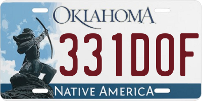 OK license plate 331DOF